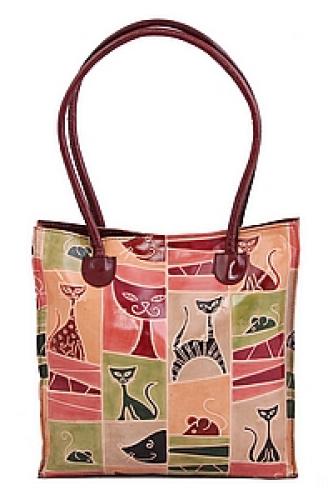 Сумка натуральная кожа ручной принт №148