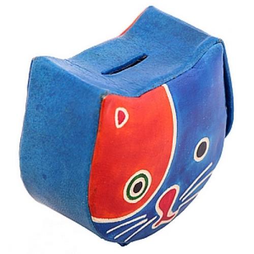 Копилка под мелочь  натуральная кожа  ручной принт №163