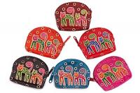 Кошелек под мелочь натруальная кожа  ручной принт "Кошки" уп./6шт №24