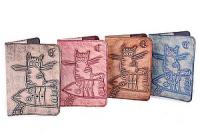 Обложка для паспорта натуральная кожа ручной принт №73